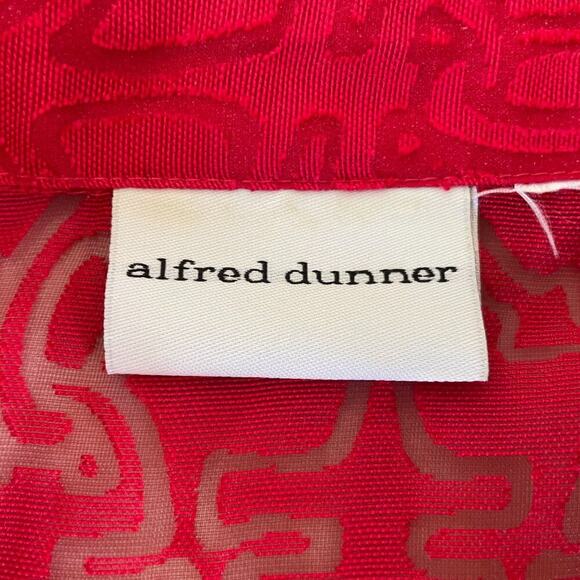 Alfred Dunner Semi-Sheer Red Button Down Blouse, 3/4 Sleeve, Anchors, Cruise L - Picture 8 of 14
